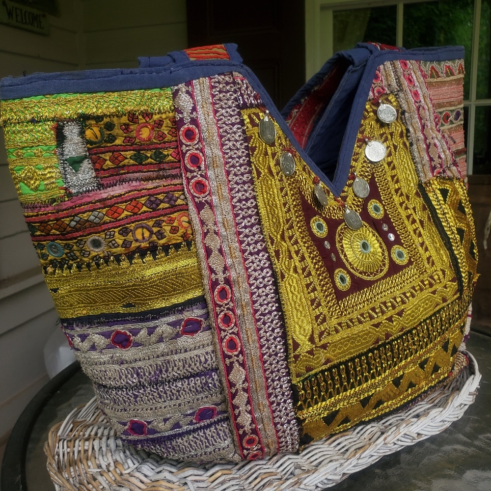 🌈 Artisan Banjara Boho Hippie Embroidered bag Handmade Patchwork Repurposed - Picture 12 of 16